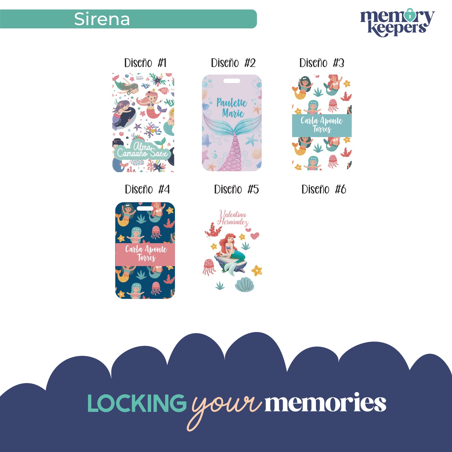 Tags Acrilico o PVC Sirena