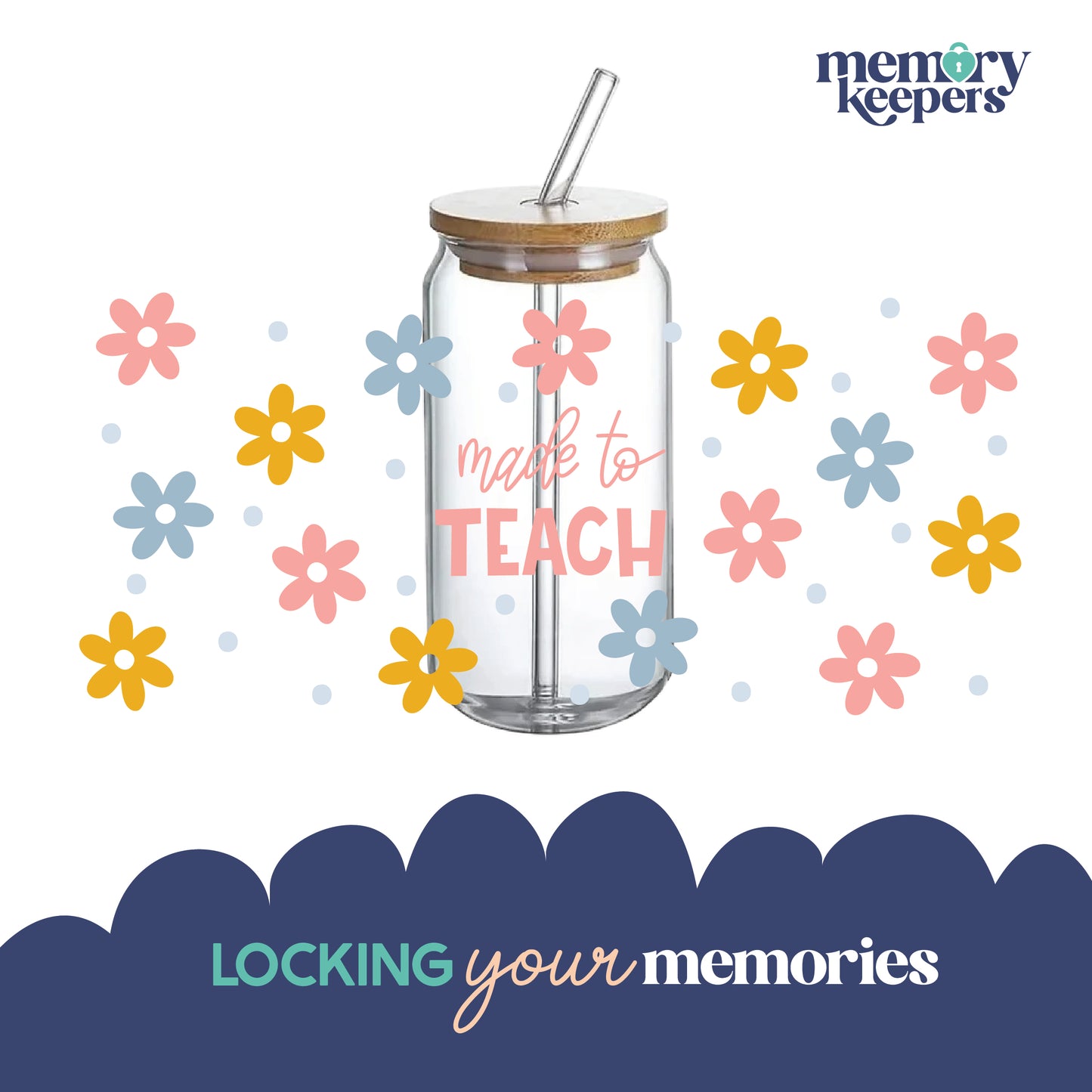 Teacher's Daisies Glass Can