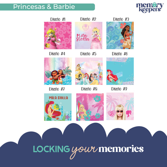 Tags Acrilico o PVC  Princess & Barbie